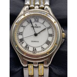 Peugeot Womens Worn Silver Gold Quartz Watch New Battery